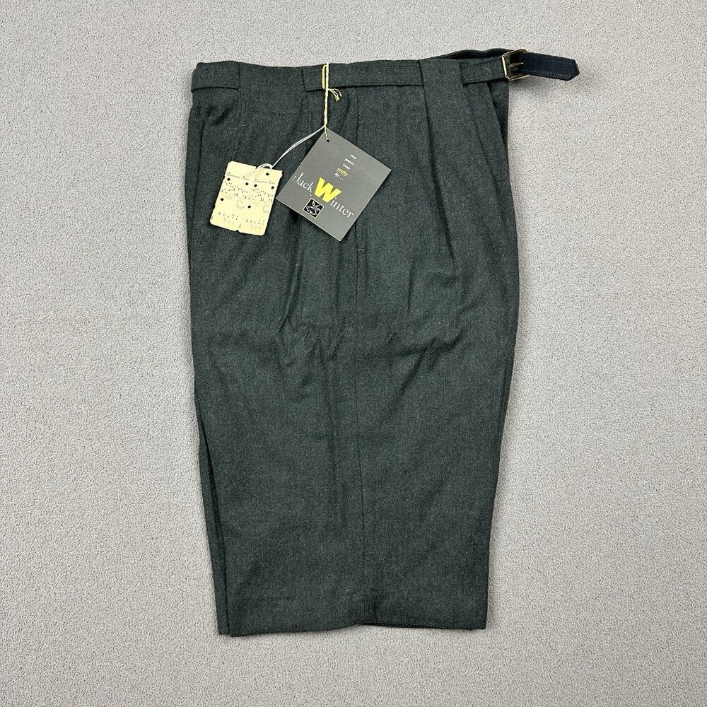 VTG 50s NWT Jack Winter Wool High Waist Shorts Green Belt Pinup 26”w Side Zip